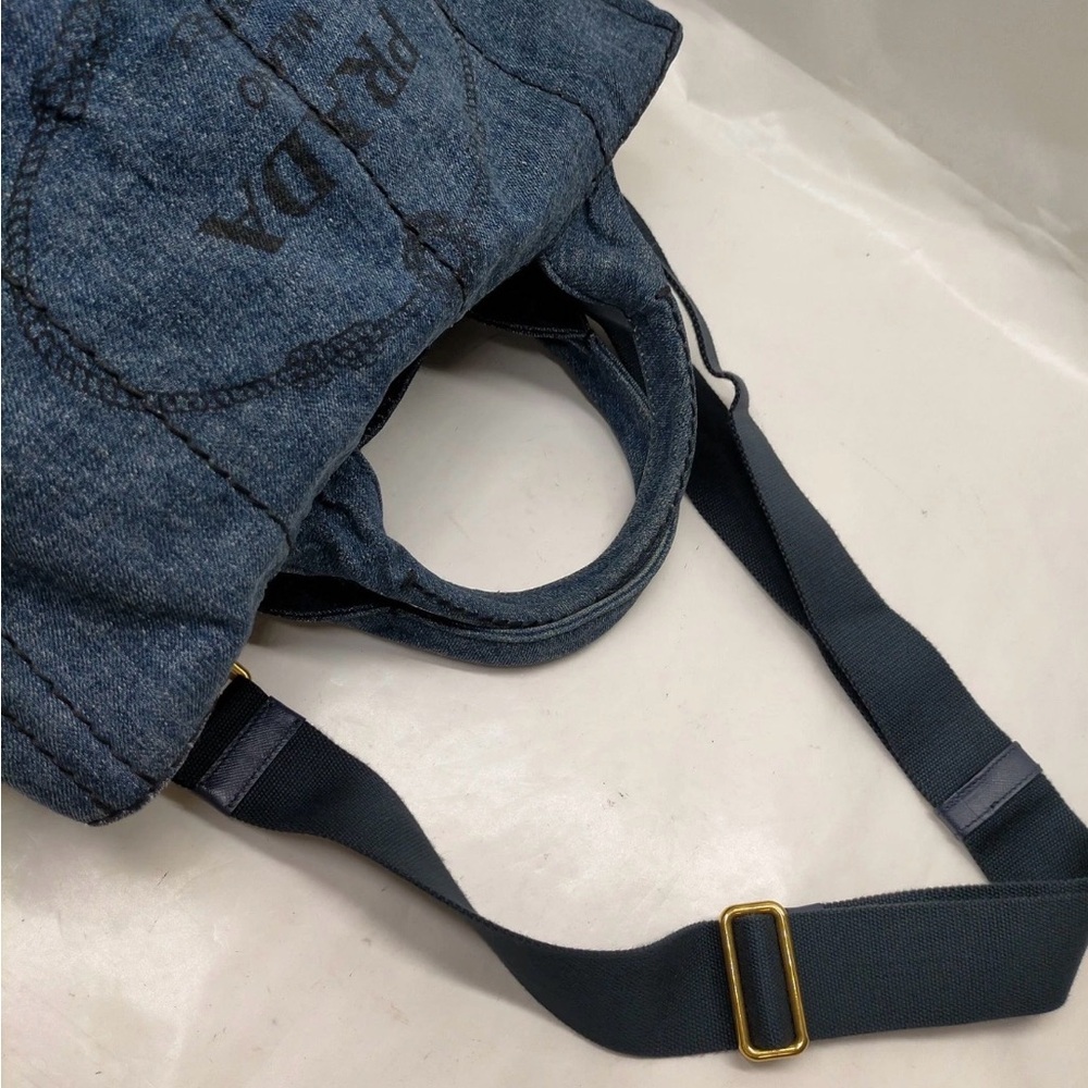 Prada Denim Blue Tote Bag with Black Strap - Picture 4 of 9